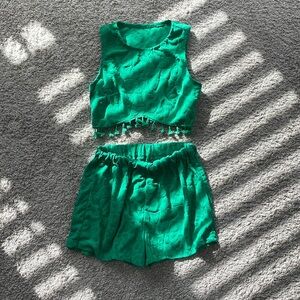 Green Crop Short Set